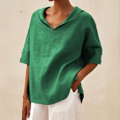 BLUSA CLASSICA DI LINO YLVIE CON scollo a V
