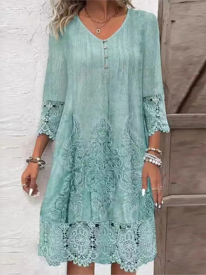 Liscia | Abito di Scollo a V con Pizzo