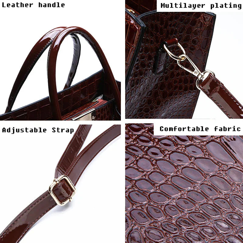 New York – Borsa a Mano in Pelle con Stampa Coccodrillo