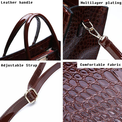 New York – Borsa a Mano in Pelle con Stampa Coccodrillo