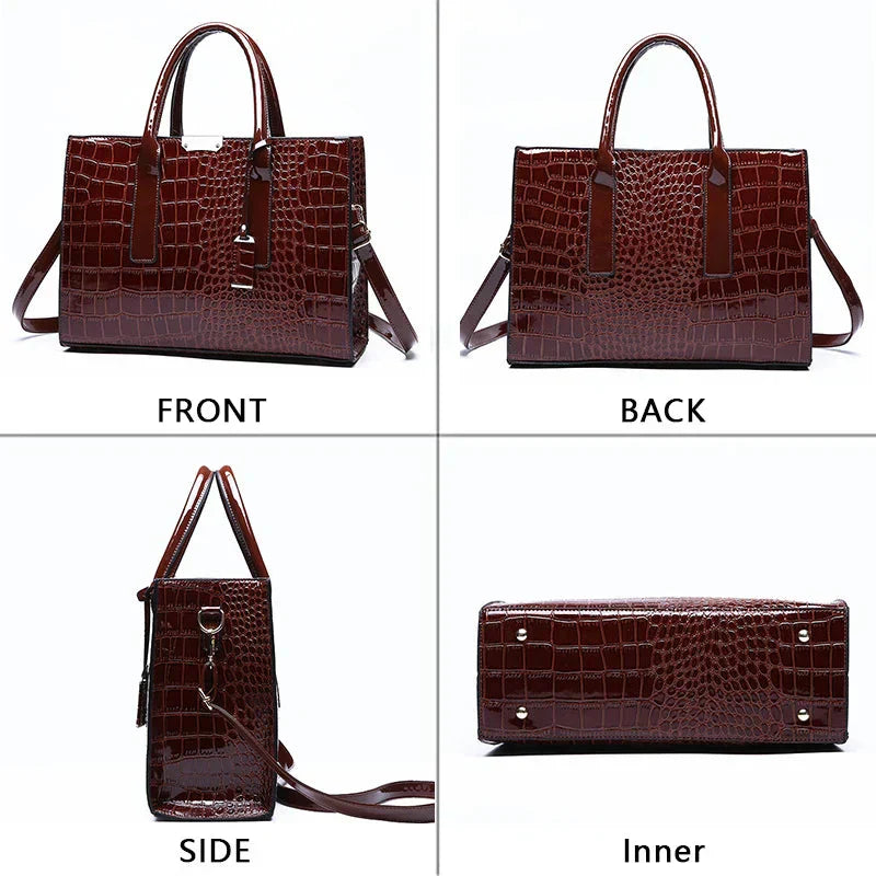 New York – Borsa a Mano in Pelle con Stampa Coccodrillo