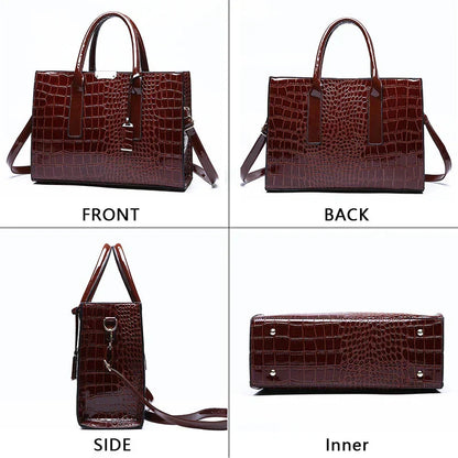 New York – Borsa a Mano in Pelle con Stampa Coccodrillo