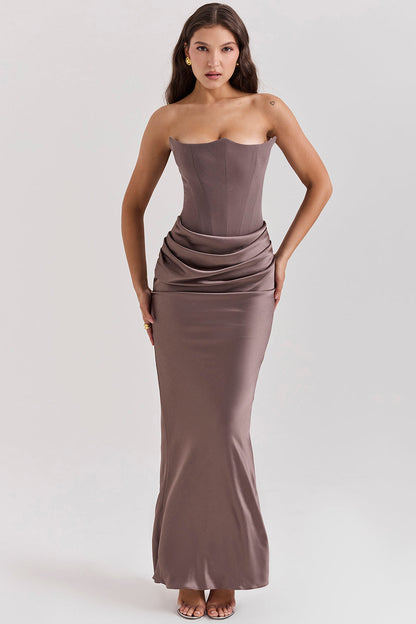Paloma - Elegante Abito maxi Senza maniche di Satin