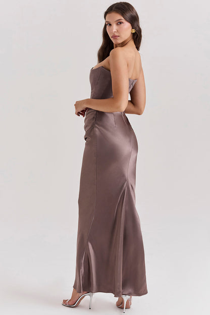 Paloma - Abito maxi elegante di Raso Senza maniche