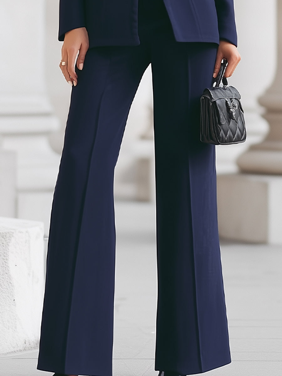 Completo Blu navy con Blazer di Collo alto e Pantaloni a gamba larga