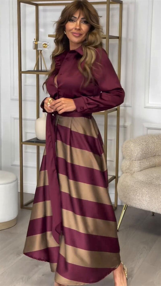 Yvonne | Abito maxi a Righe