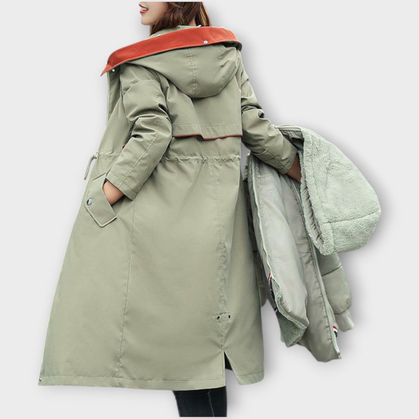 Parka invernale lungo in pelliccia sintetica