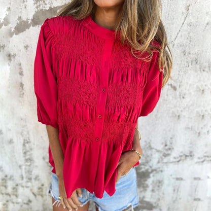 Megan - Blusa con Maniche di Globo e Bottoni
