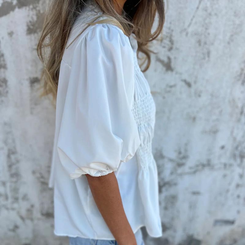 Megan - Blusa con Maniche di Globo e Bottoni