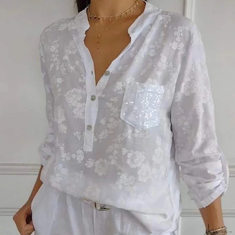 BLUSA FLOREALE FRIEDLINDE I A MANICHE LUNGHE