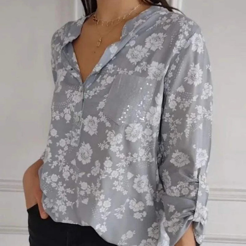 BLUSA FLOREALE FRIEDLINDE I A MANICHE LUNGHE