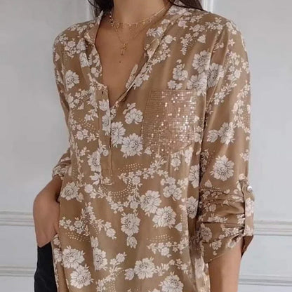 FRIEDLINDE I BLUSA FLOREADA A MANICHE LUNGHE