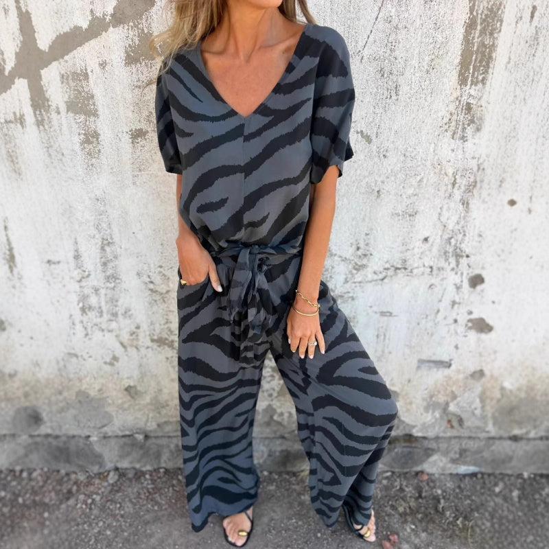 Evelina | Top e Pantaloni con Stampa di Cebra in V