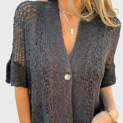 Varrea - Blusa da donna di tinta unita con un bottone