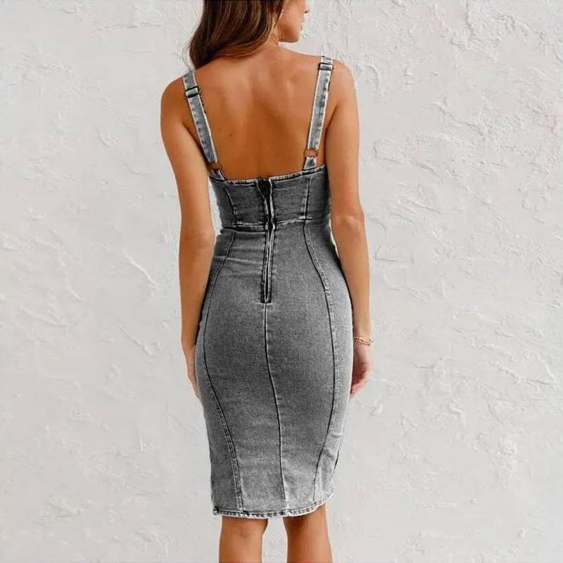Mona | Abito di Spalline di Denim