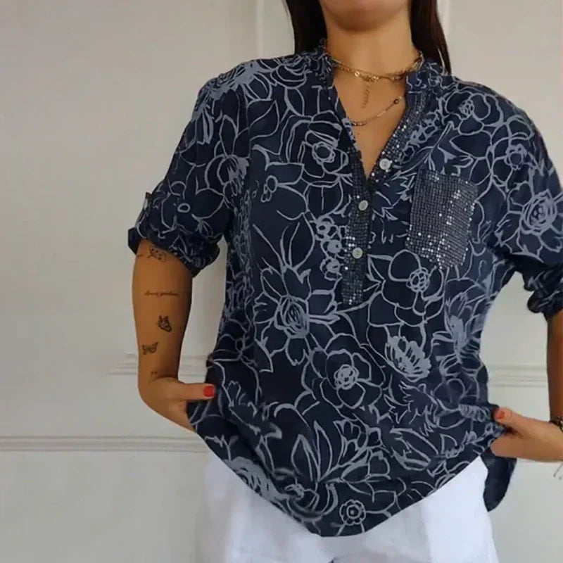 ISA I BLUSA FLOREALE CON scollo a V