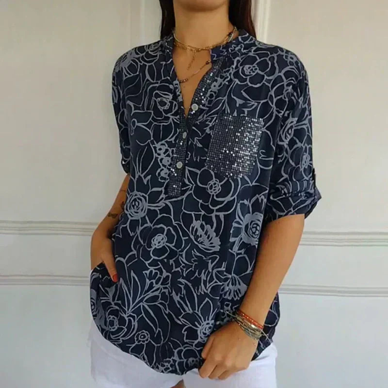 ISA I BLUSA FLOREALE CON scollo a V