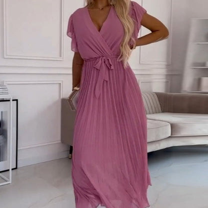 AMANDA - ABITO MAXI PLEAT ELEGANTE CON SCOLLO A V