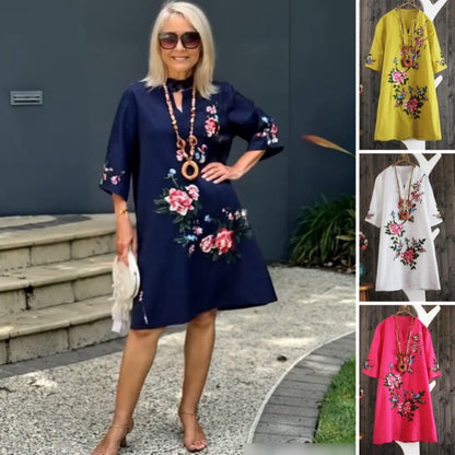 Haven – Abito Ricamo Floreale con Scollo a V Largo