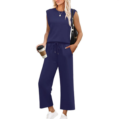 EVANIA – SET DI TOP SENZA MANICHE E PANTALONI AMPI CORTOS