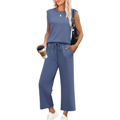 EVANIA – SET DI TOP SENZA MANICHE E PANTALONI AMPI CORTOS