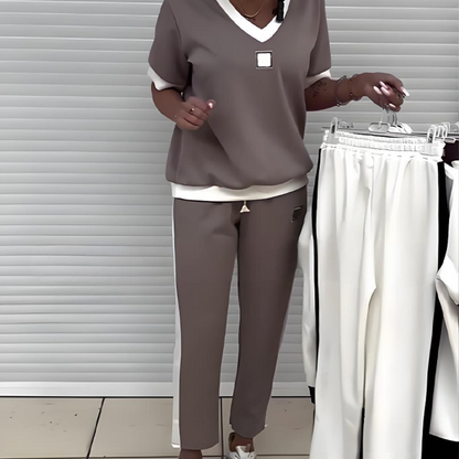Maliah | Set Casual con Top in V e Pantaloni