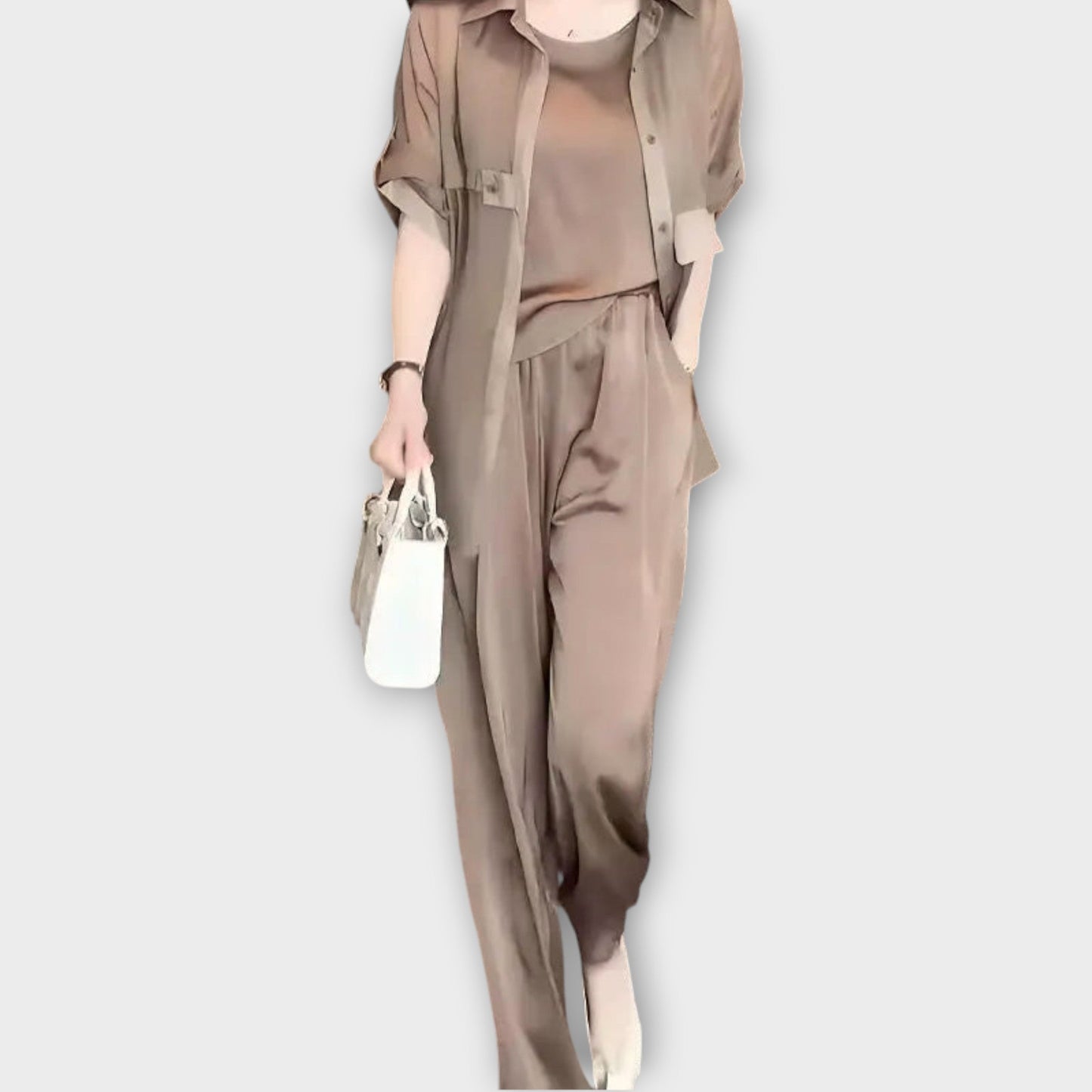 Set Elegante di Tre Pezzi con Vestibilità rilassata