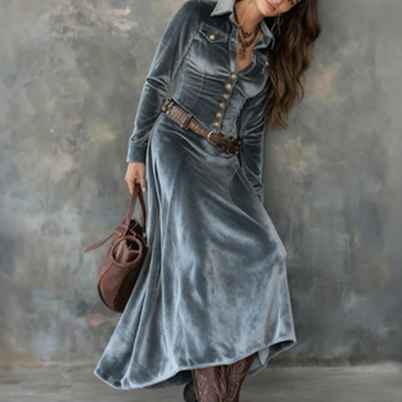 Dolce | Abito maxi vintage di terciopelo fluido