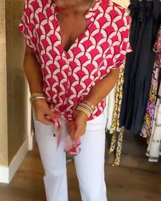Audrey | Top Casual con Stampa e scollo a V