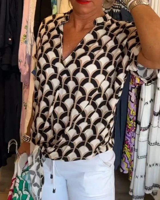 Audrey | Top Casual con Stampa e scollo a V