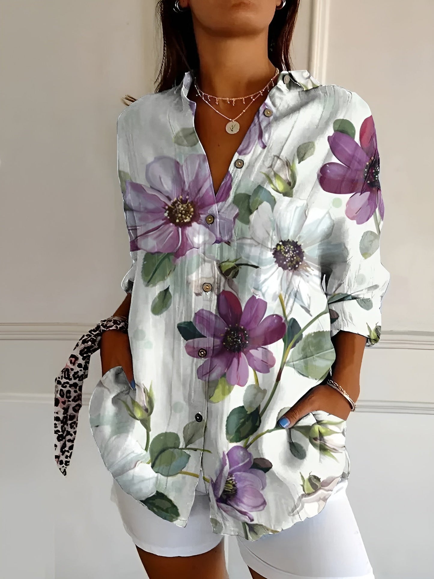 BLUSA FLOREALE DESIREE CON BOTTONI