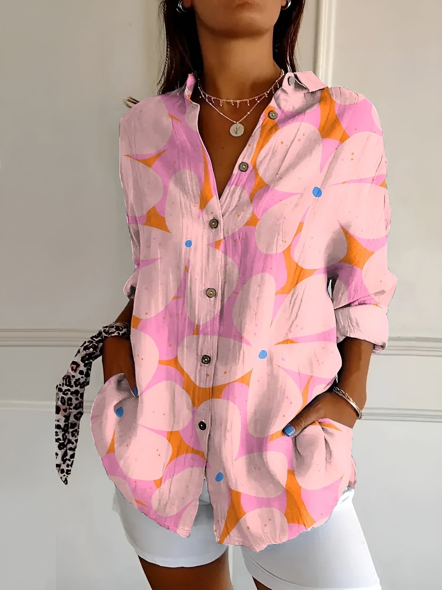 BLUSA FLOREALE DESIREE CON BOTTONI