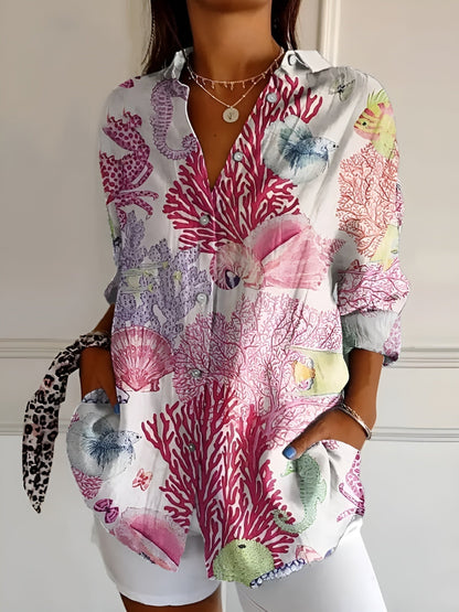 BLUSA FLOREALE DESIREE CON BOTTONI