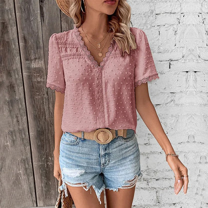 Maxine - Elegante Blusa estiva con scollo a V