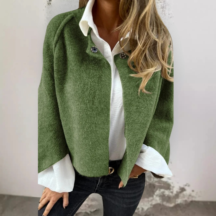 Henrike - Cappotto in lana con girocollo e Maniche lunghe