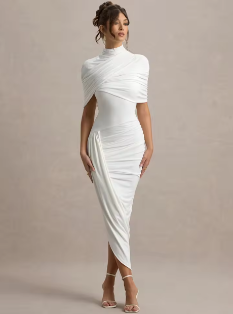 Taylor - Abito maxi Asimmetrico con Mantella Torcida
