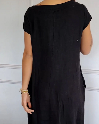 Juniper - Abito in cotone Lino a la Moda con tasche